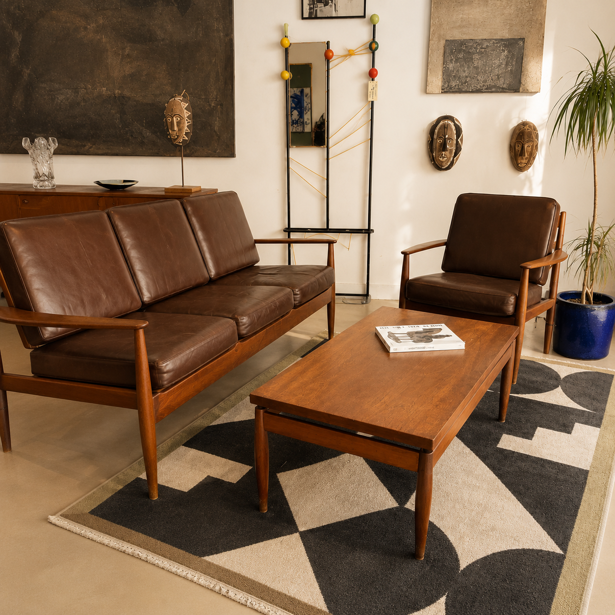 Ensemble Canapé Fauteuils et table basse scndinave