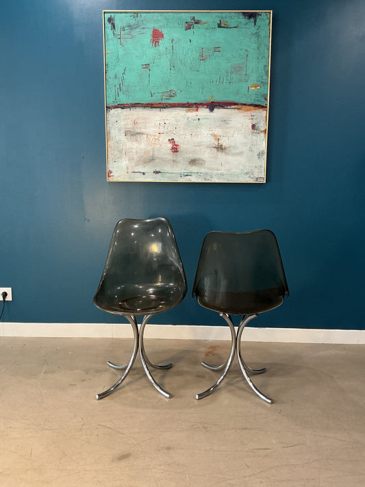 2 chaises vintage plexi