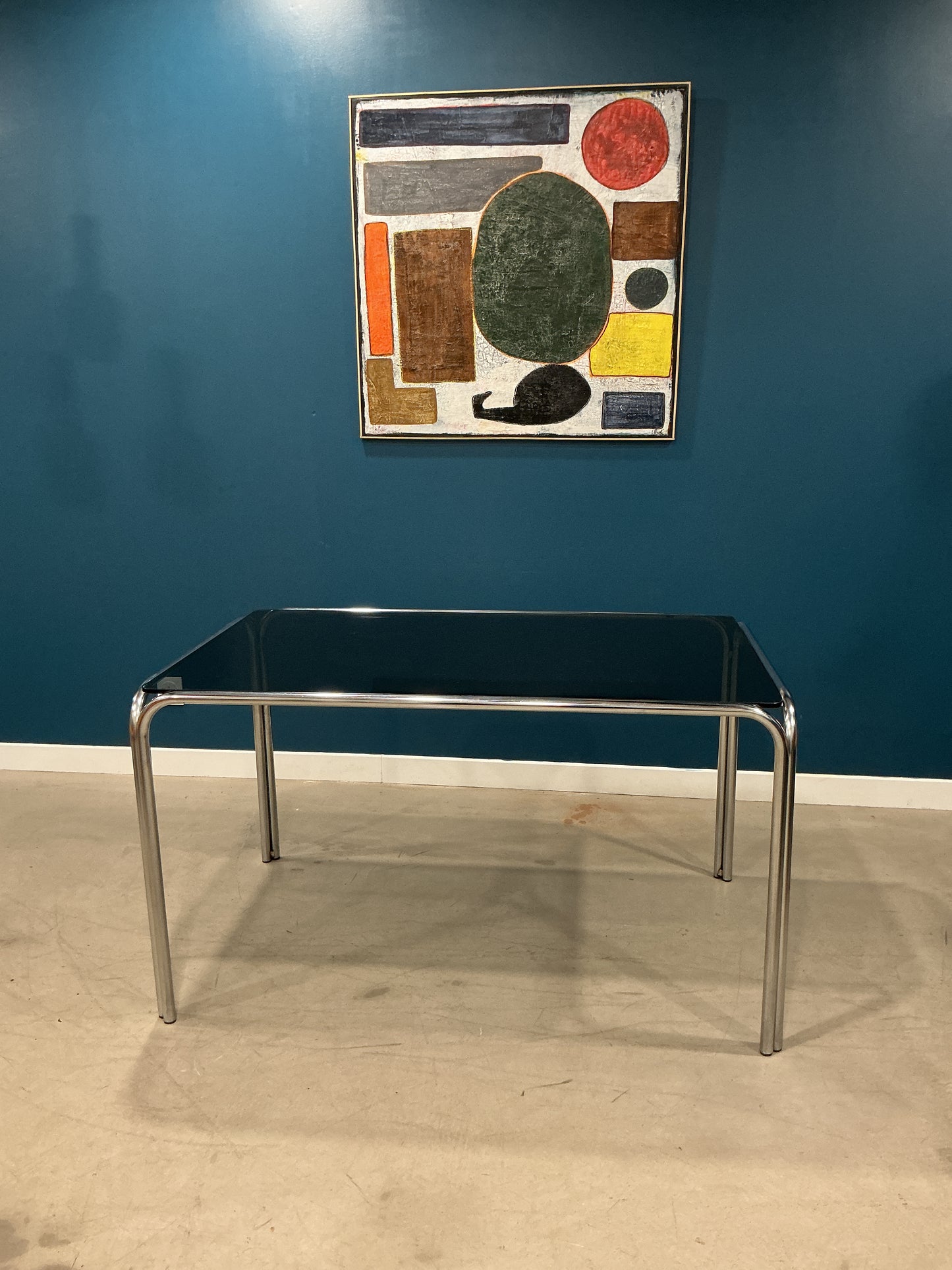 table en verre fumé vintage