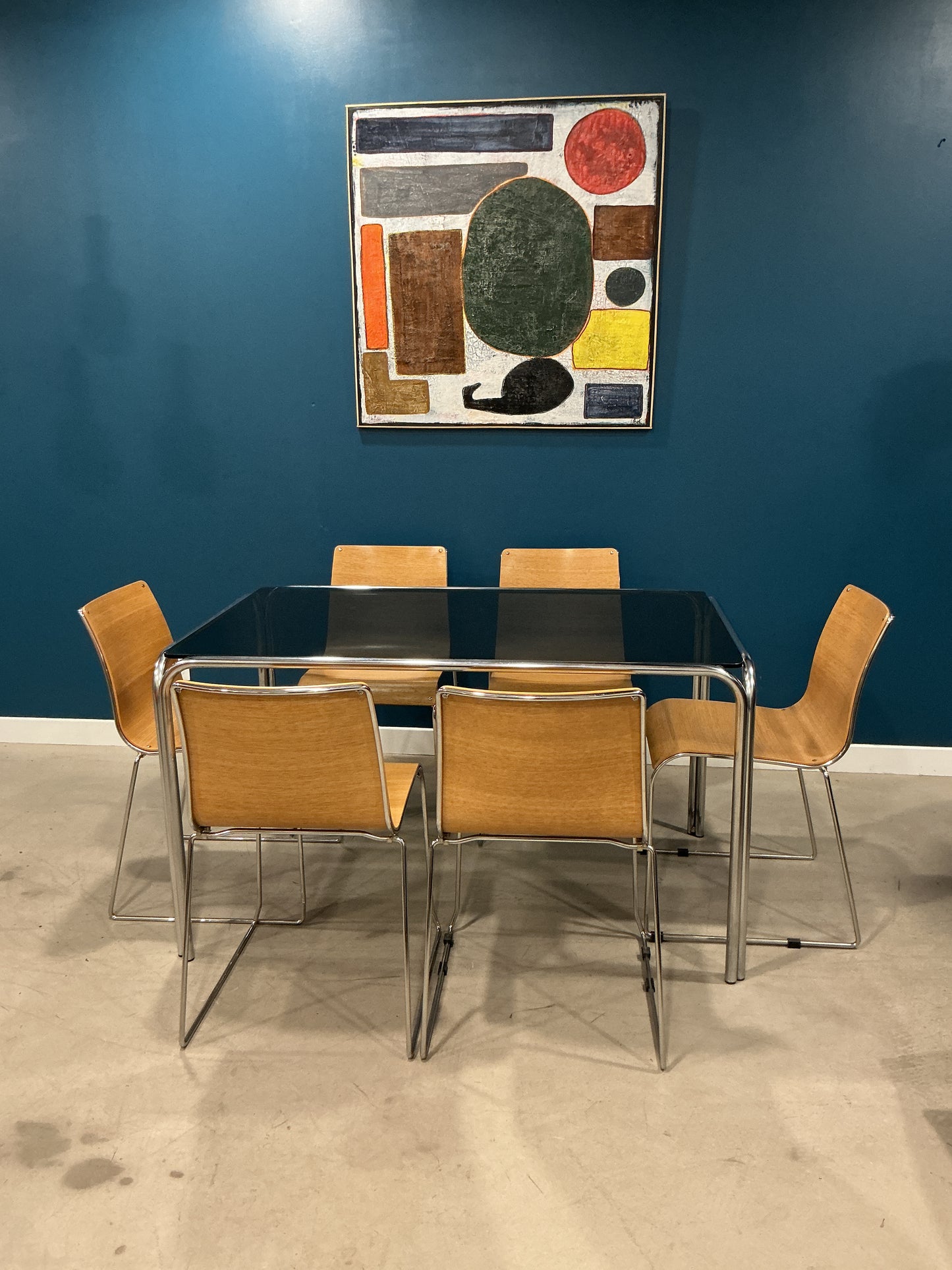 table en verre fumé vintage