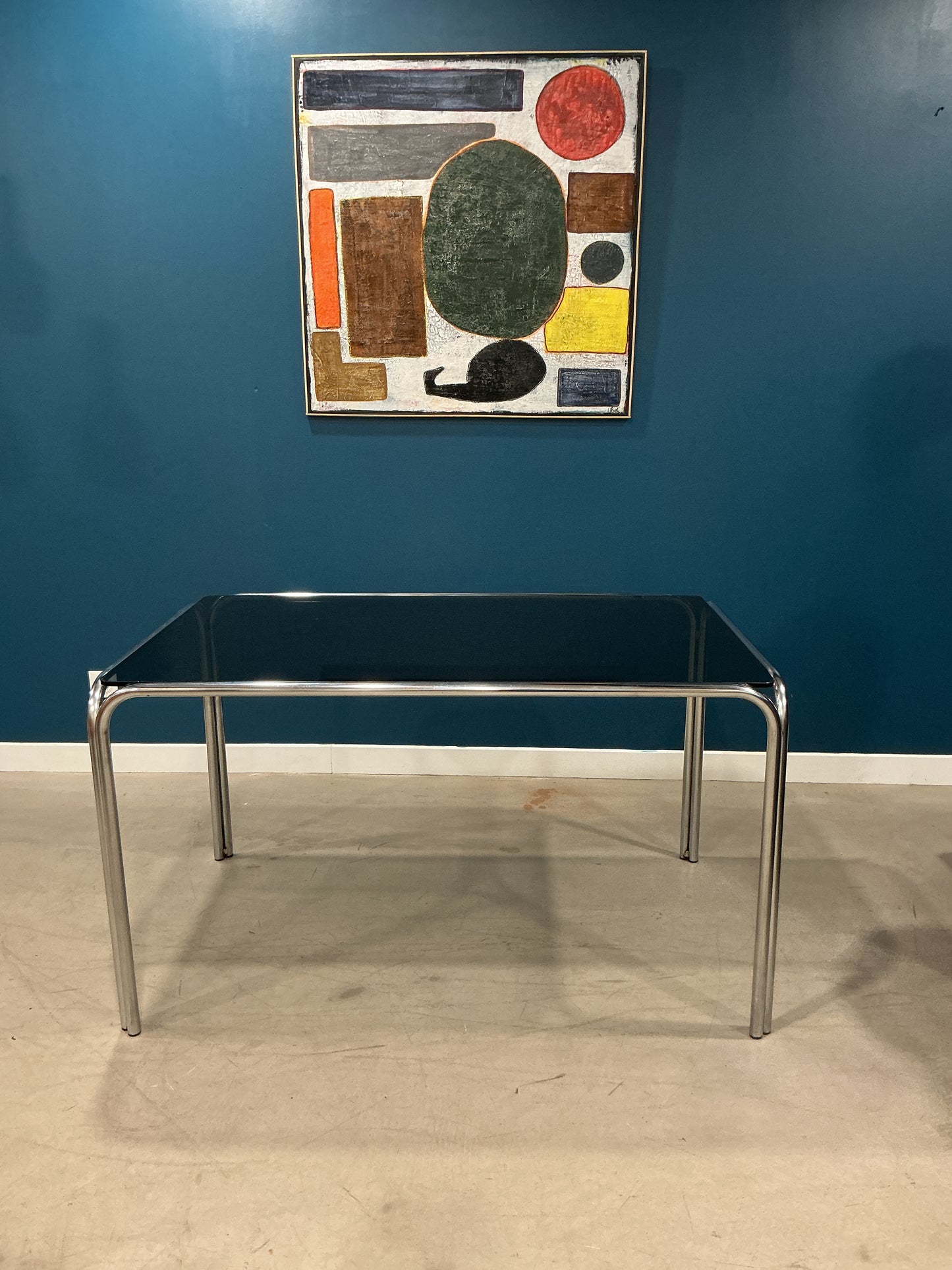 table en verre fumé vintage