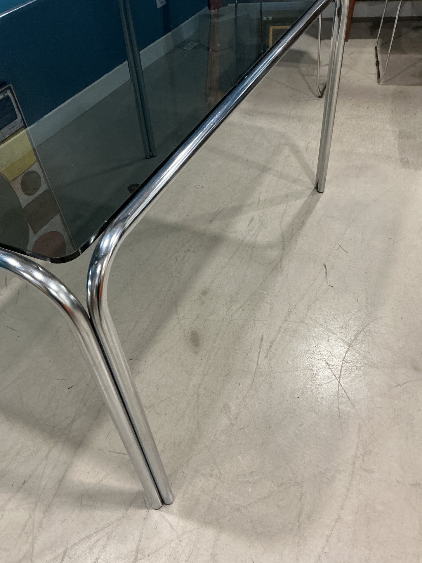 table en verre fumé vintage